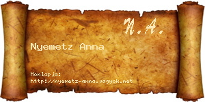 Nyemetz Anna névjegykártya